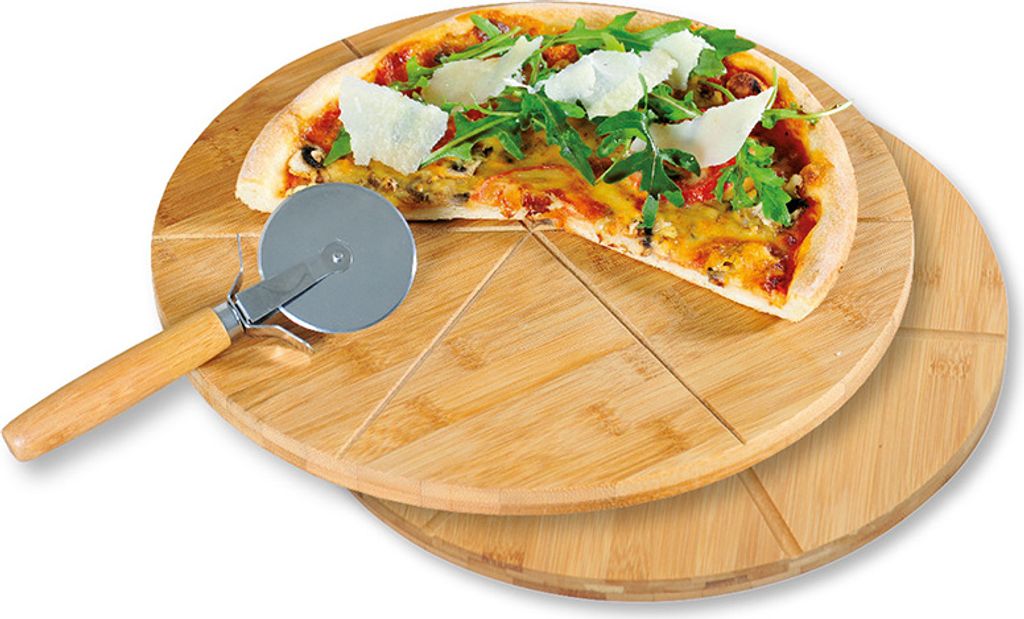 KESPER Pizzateller 2er Set mit Schneider, Ø 32 cm, Bambus , Produktbild 