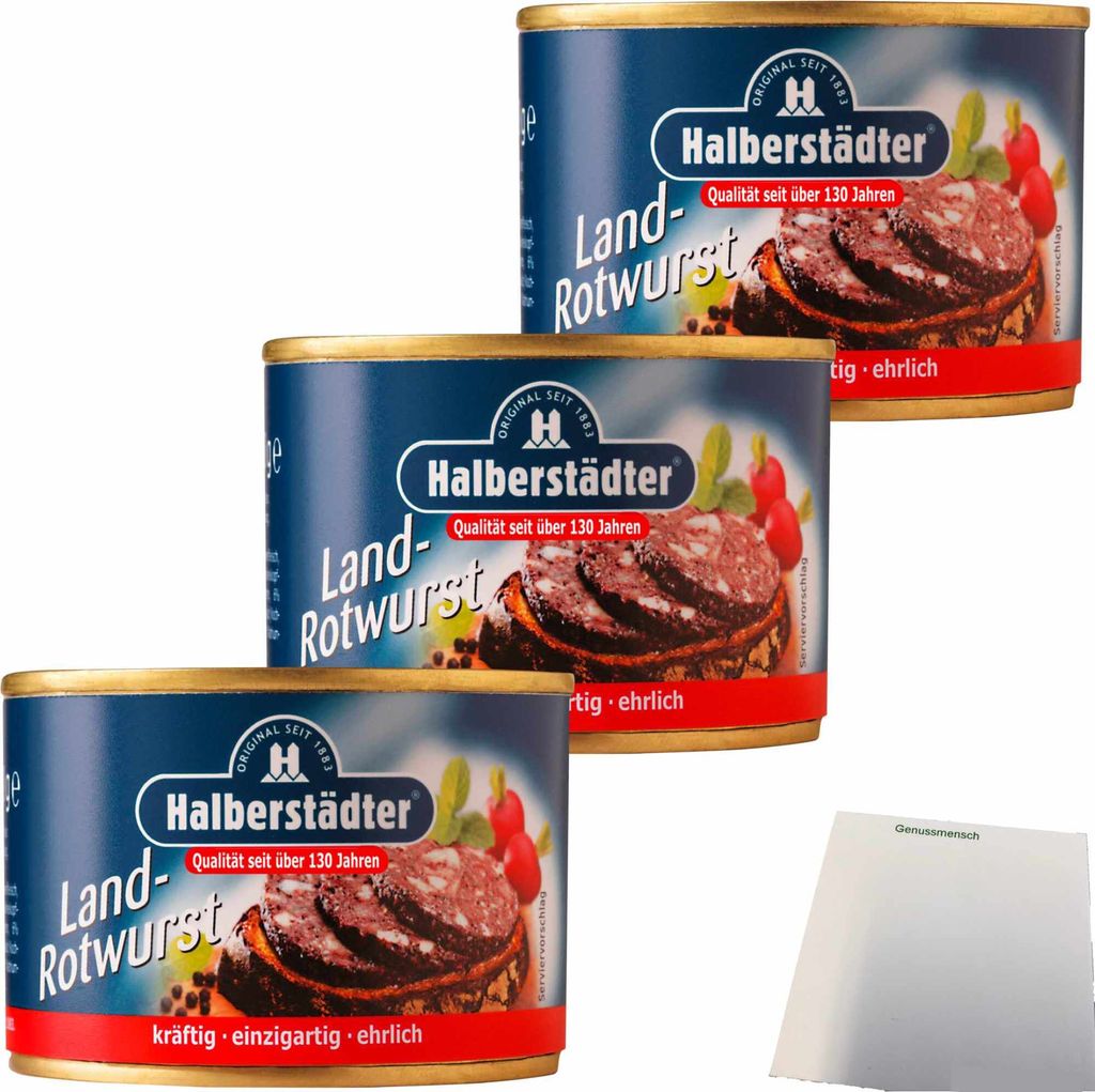 Halberstädter Landrotwurst 3er Pack (3x160g Dose) + usy Block