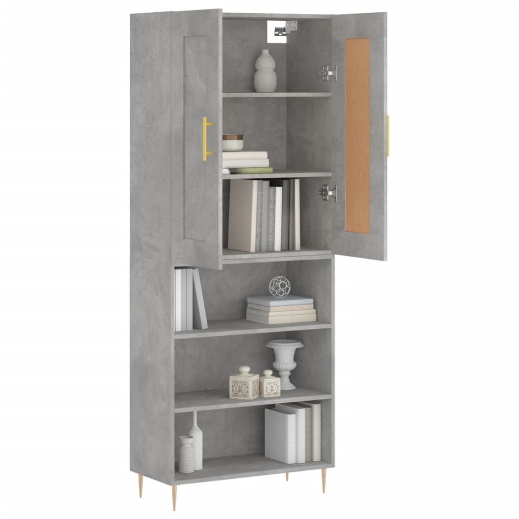 Möbel Highboard Modernes Design - Mehrzweckschrank Anrichte - Kommde für Flur - Betongrau 69,5x34x180 cm Holzwerkstoff Top9853391