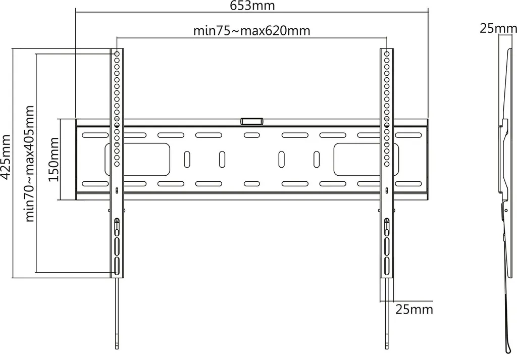 Support Mural TV Cabletech pour Écran 37-70 Pouces avec Niveau à Bulle