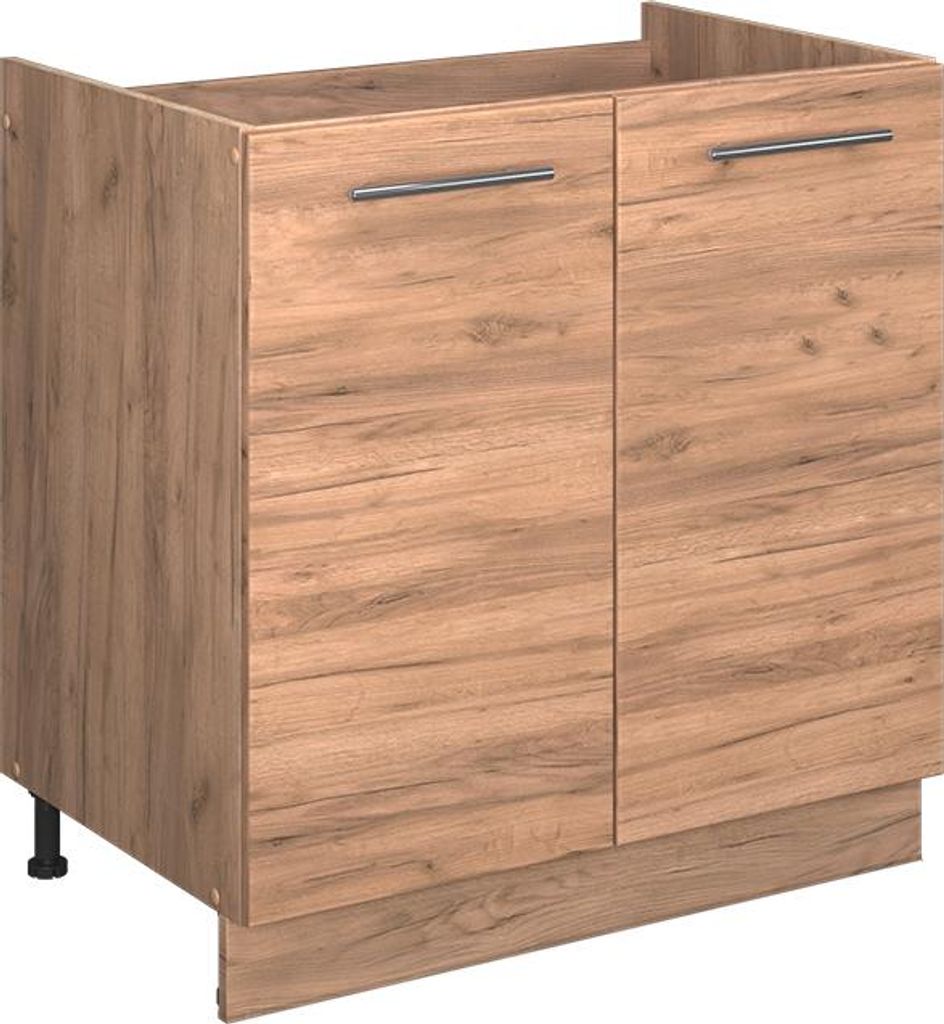Vicco Spülenunterschrank Fame-Line, 80 cm , AP Marmor, Goldkraft Eiche/Goldkraft Eiche