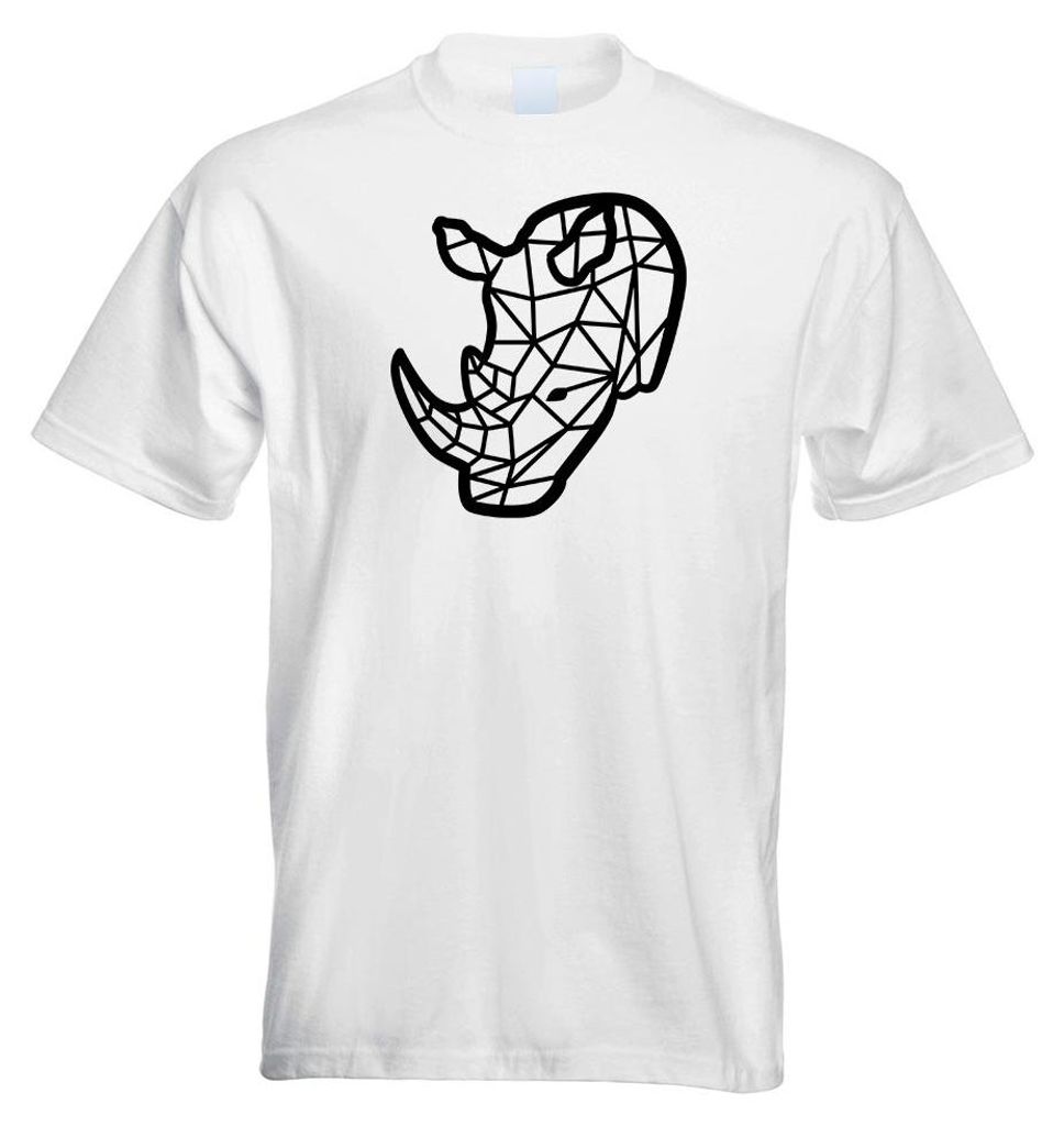 Kiwistar - T-Shirt - Weiss - Polygon Nashorn Figur Tier Art Herren Funshirt Bedruckt Design Sprüche Spruch Motive - mit Motiv Bedruckt - Funshirt ...