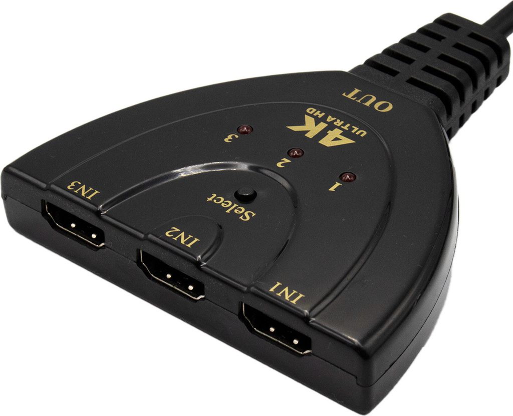 MMOBIEL MMOBIEL HDMI Switch Verteiler 4K HUB 3 Anschlüsse mit 50cm Kabel 1080p Full HD