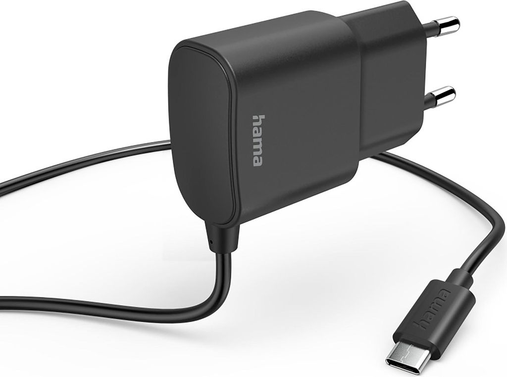 Hama Ladegerät mit USB-C-Anschluss, 12 W, 1 m, Schwarz