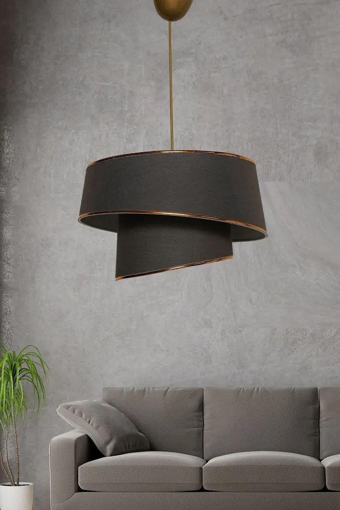 Opviq, Barette - Oro, Antracite, Lampadario, Oro, Metallo, 32 x 32 x 70 cm