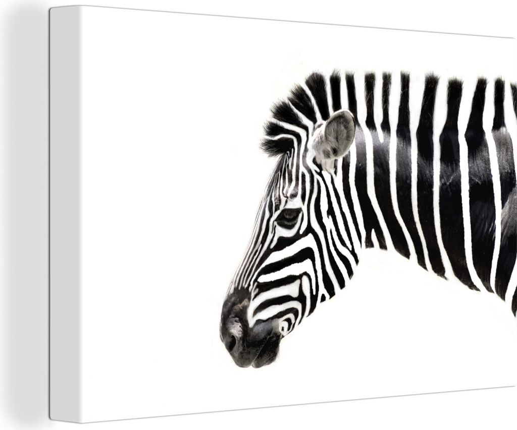 OneMillionCanvasses - Leinwandbilder - 140x90 cm, Zebra - Tiere - Weiß, Wandbilder Kunstdruck Wanddekoration