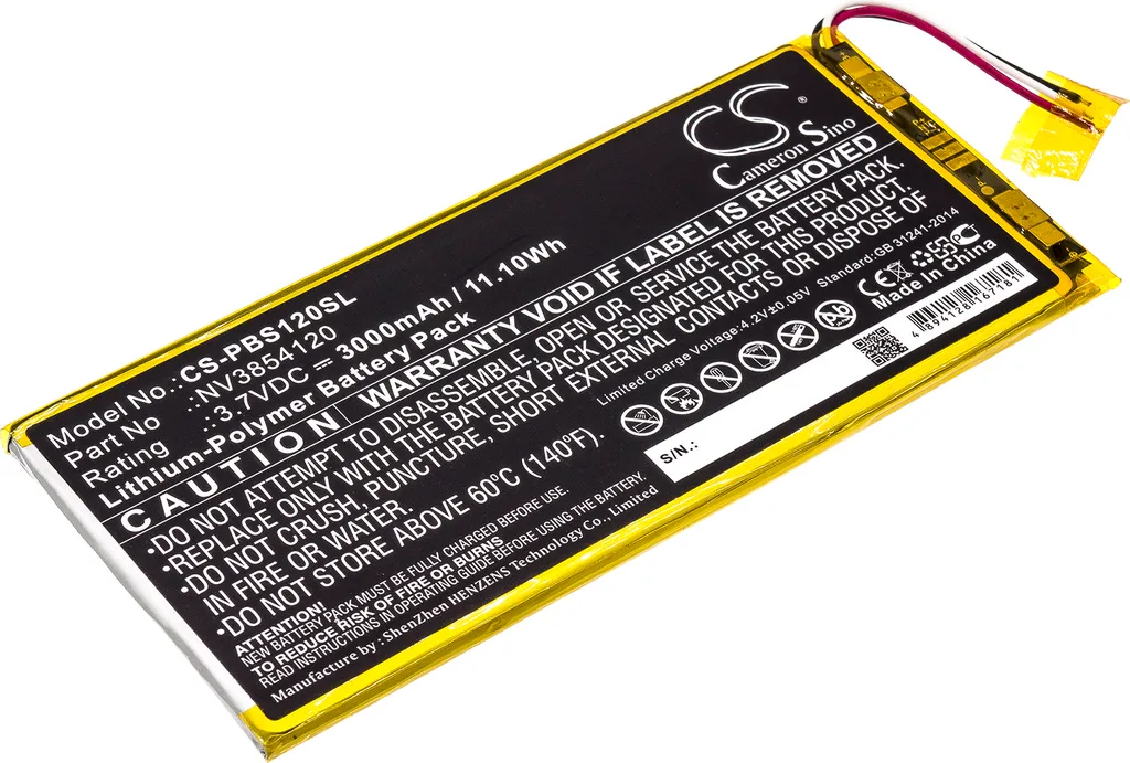 TECHTEK Batteria compatibile con [PBS] KIDS 7 Pad, KIDS PBSKD12, PBKRWM5410, per [Ematic] KIDS PBSKD12, PBKRWM5410, PBS KIDS 7" Pad sostituisce NV38"