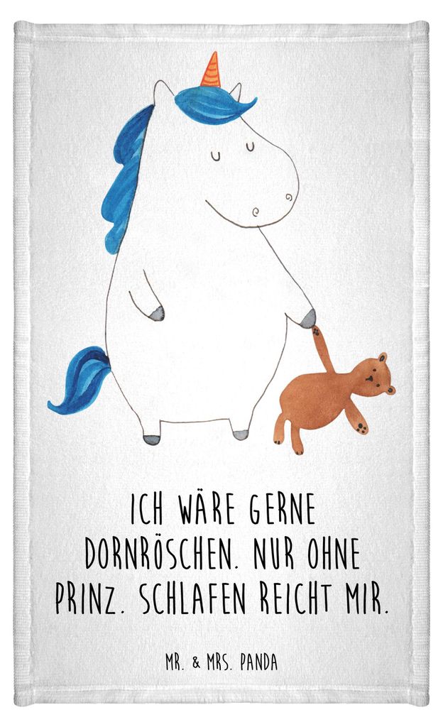 Mr. & Mrs. Panda Handtuch Einhorn Teddy - Weiß - Geschenk, Unicorn, Mini-Handtuch, Einhörner, Gute Nacht, Gästetuch, badezimmer, gäste wc, Klei...