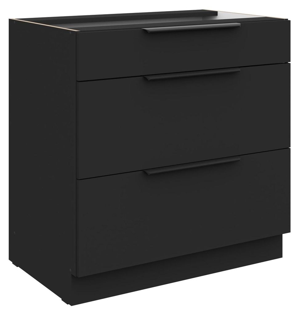 Küchen Unterschrank 80 cm SIENA Schwarz Vollauszug Produktbild 