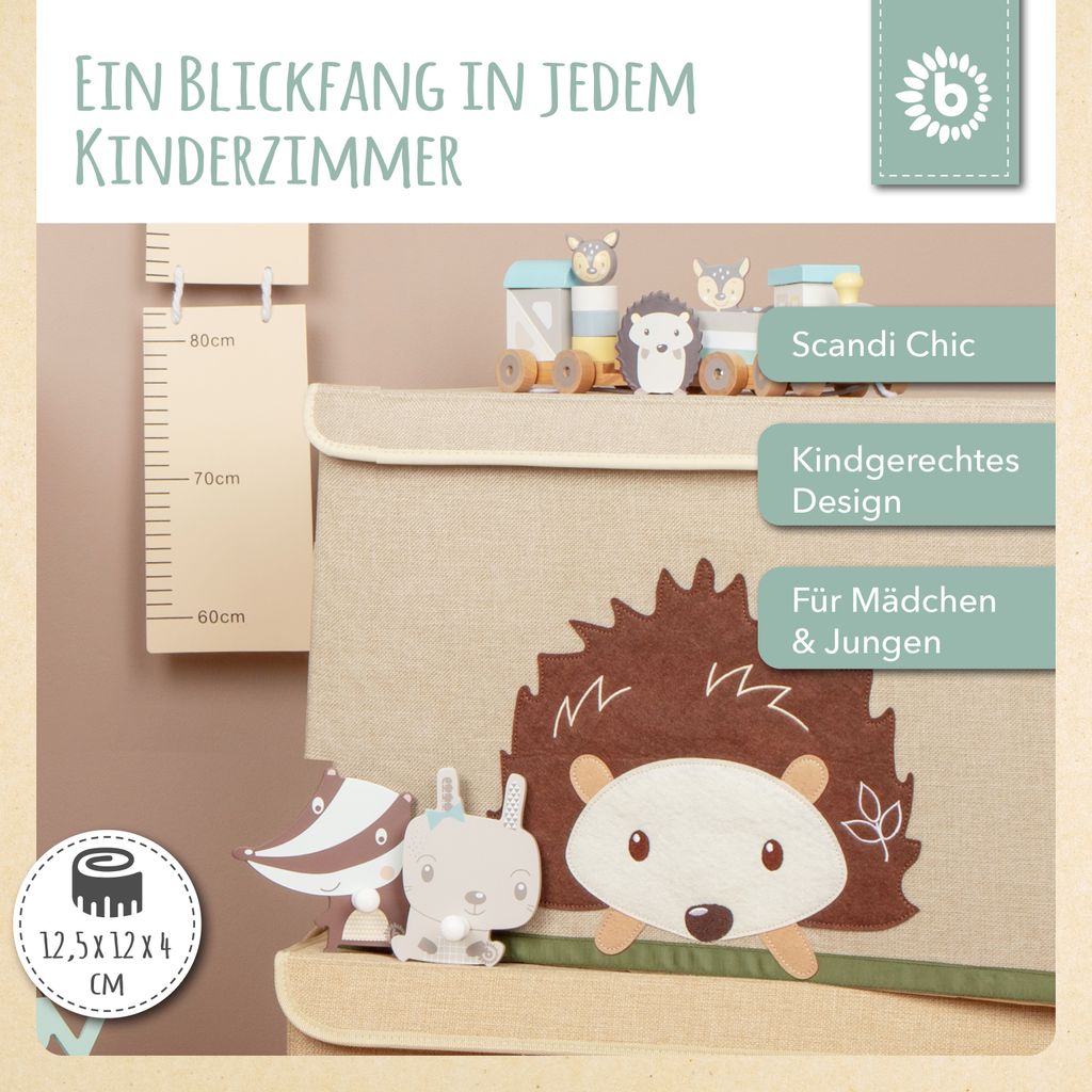 Bieco Garderobe Kinder Dachs | Kindergarderobe Holz | Garderobenhaken Kinder | Wandgarderobe Holz | Kleiderhaken Kinder | Garderobenleiste Kinder 1...