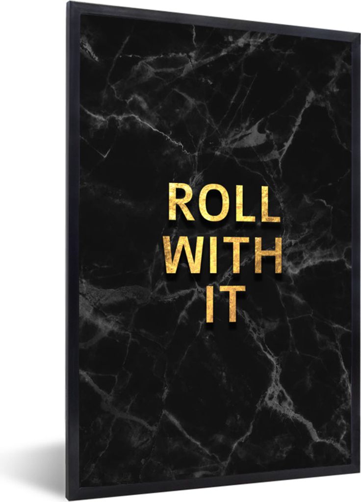 MuchoWow Gerahmtes Poster Zitate - Sprichwörter - Gold - Marmor 40x60 cm - Poster mit Schwarzem Bilderrahmen Wandposter Rahmen Foto Bilder - Pap...