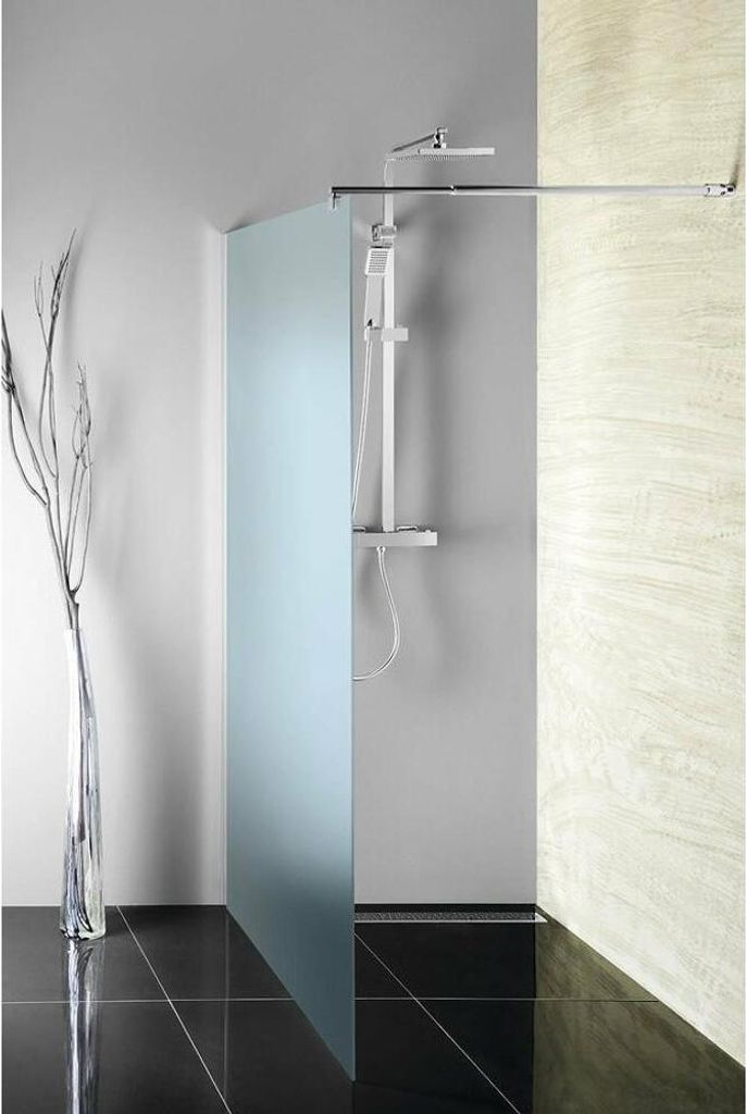 WALK-IN Glaswand für Wandmontage mit Stütze, 1-teilig, 900 mm, Brickglas