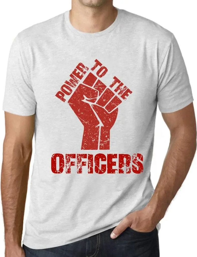 Herren Grafik T-Shirt Befugnisse für die Beamten – Power To The Officers – Öko-Verantwortlich Vintage Jahrgang Kurzarm Lustige Druck Geburtstag