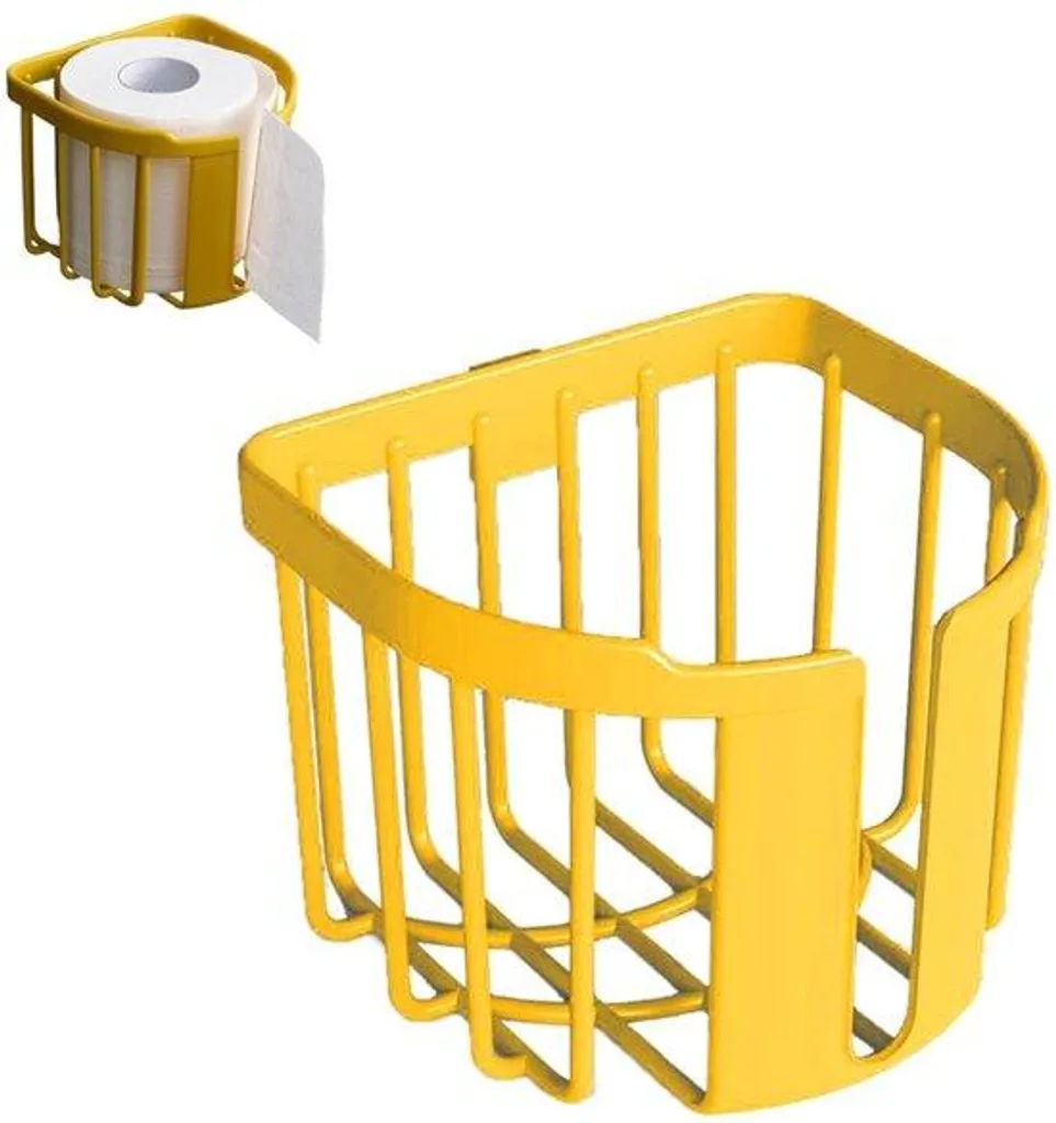 Support papier toilette mural jaune design pour salle de bains moderne