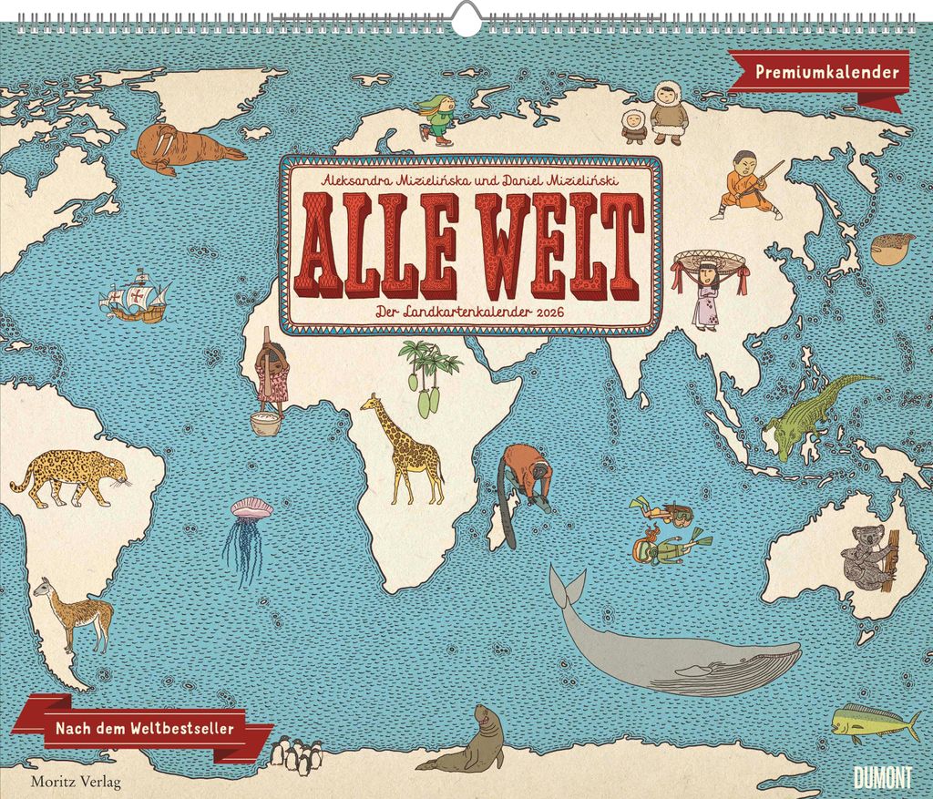 Alle Welt 2026 - Landkarten-Kalender von DUMONT- Kinder-Kalender -Querformat 60 x 50 cm