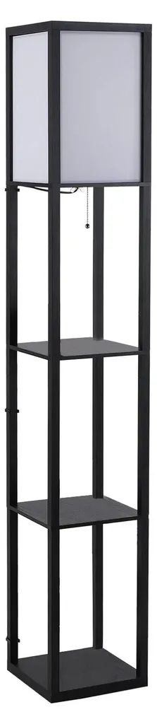 Lampadaire avec 3 étagères et douille E27 en PVC blanc Modèle L-942