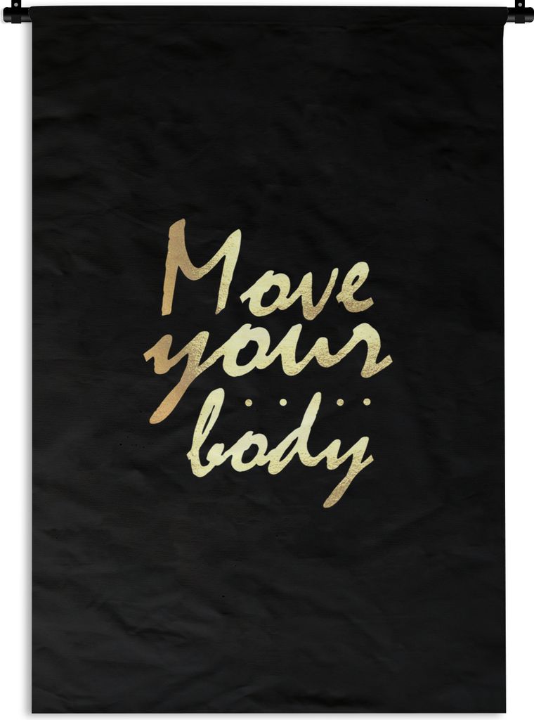MuchoWow Wandteppich Wandbehang Zitat - Tanzen - Gold - Schwarz 60x90 cm Tapisserie Dekoration Wandtuch - Foto-Teppich - Abwaschbar