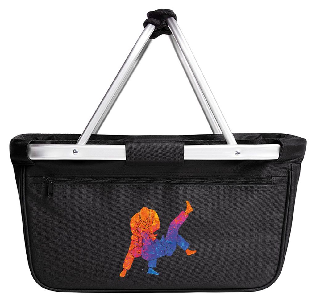 Huuraa Einkaufskorb Judo bunte Silhouette 20 Liter Black faltbarer Tragekorb Geschenkidee