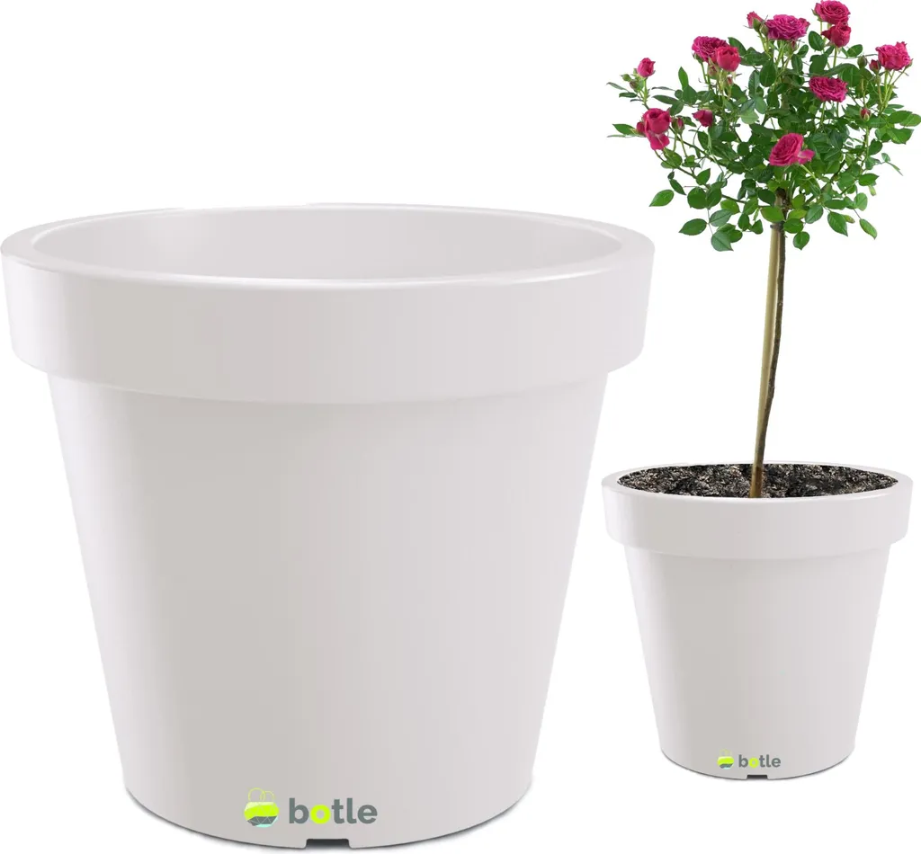 Jardinière ronde 55 L en blanc pur avec diamètre 58 cm pour vos plantes