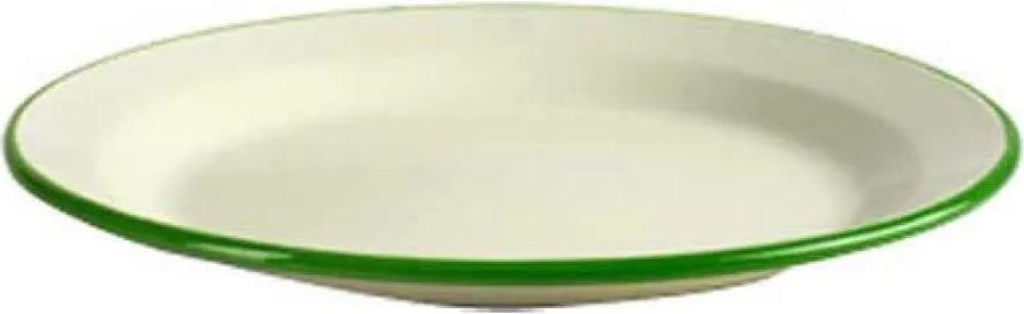 Emailleteller mit grünem Rand 26cm