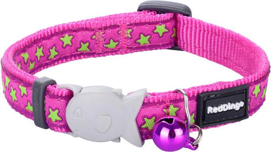 Collare Cani Red Dingo Style Stars Lime on Hot Pink 31-47cm - Resistente