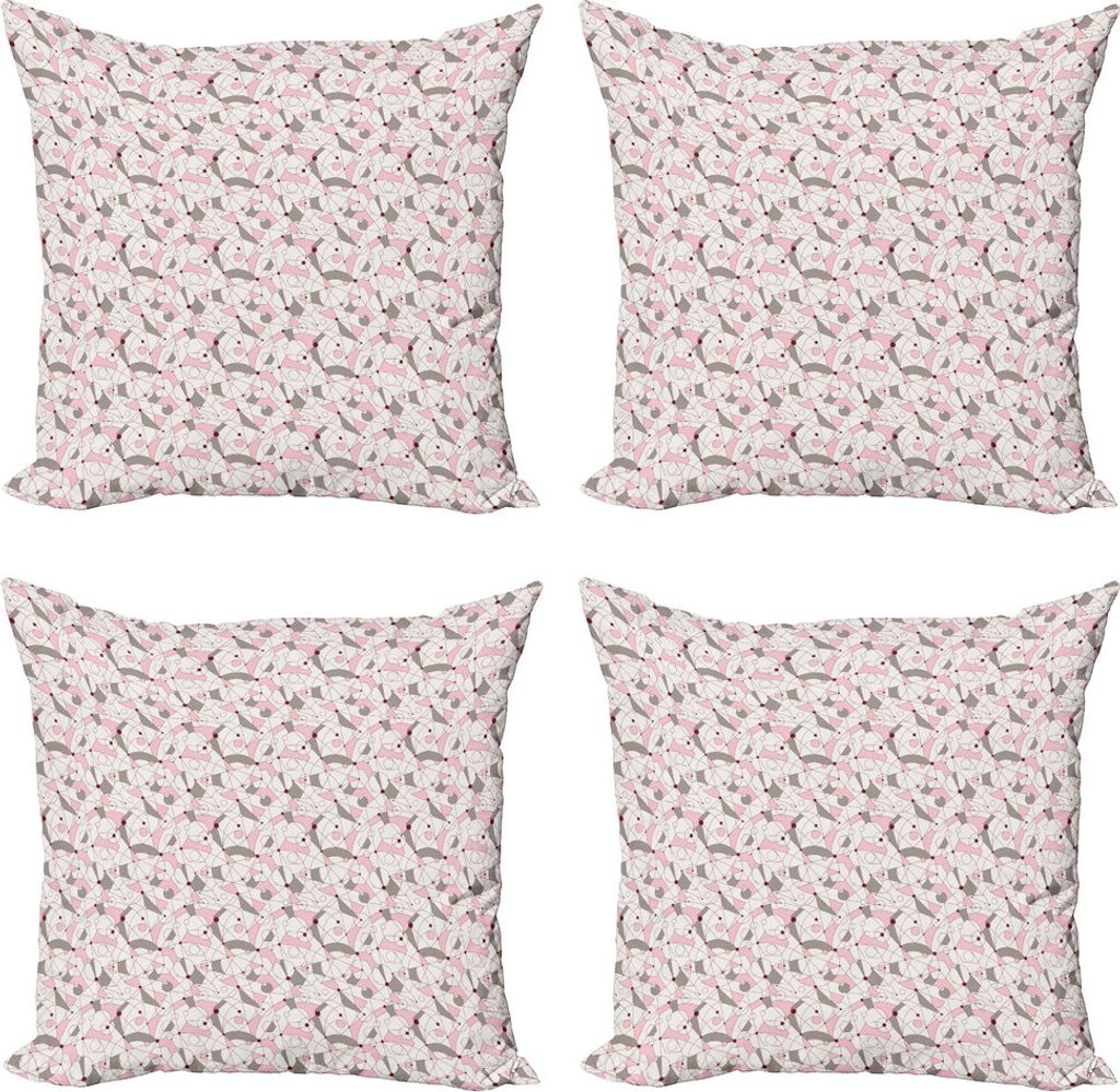 ABAKUHAUS Mitte des Jahrhunderts Kissenbezug Set (4 Stück), Modernist Geometric, Moderner Doppelseitiger Digitaldruck, 40 cm x 40 cm, Pale Pink Be...