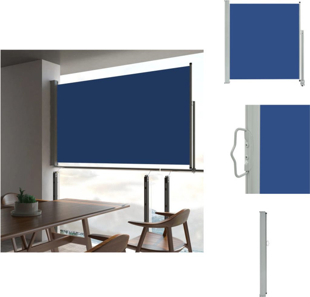 vidaXL Ausziehbare Seitenmarkise 140 x 300 cm Blau - Sonnenschirme & Sonnenschutze
