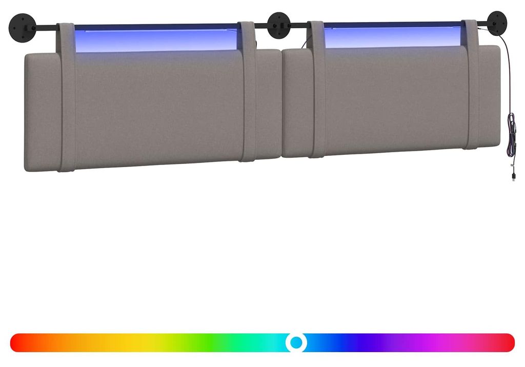 Hängendes Kopfteil Mit LED Licht Taupe Stoff