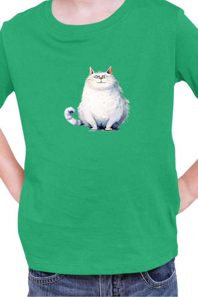 Kinder T-Shirt Funny Cats Breeds Fat Cat Cat, 12-13 Jahr - 152 / Grün