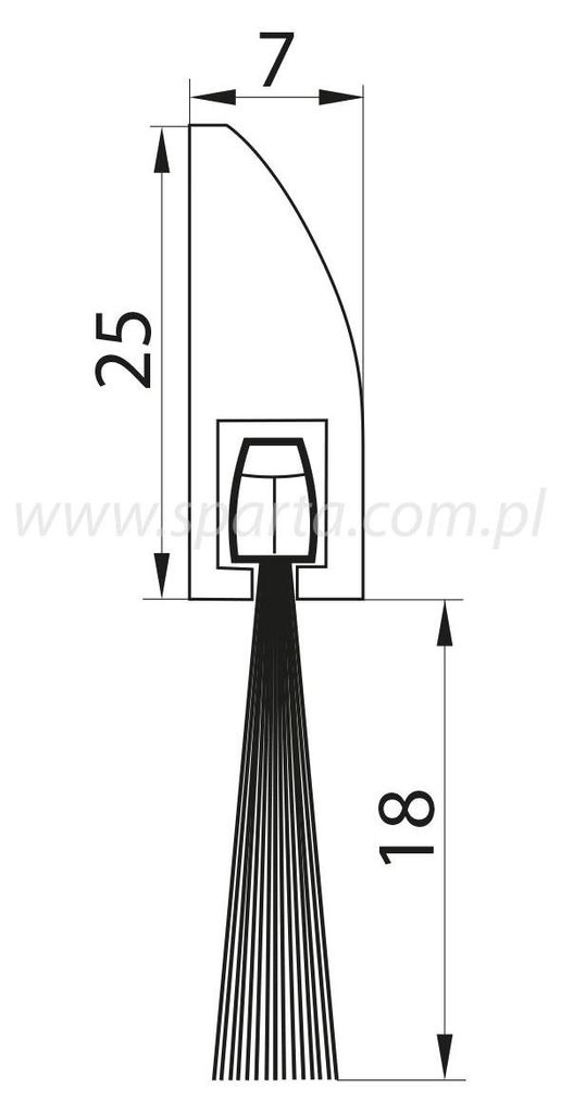 K6 Türschiene abgerundet 1000x25 mm mit absenkbarer Bürste braun