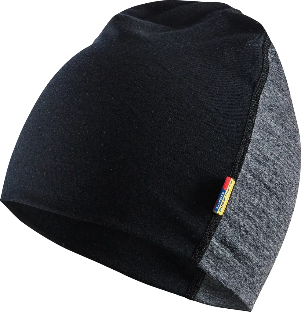 Bonnet Blakläder chaud en laine mérinos douce bicolore gris et noir