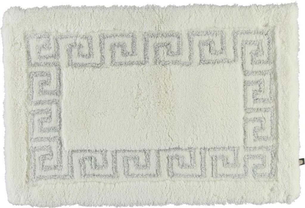 Rhomtuft Badteppich Mäander rund 80 cm Farbe weiss/weiss-silberlurex