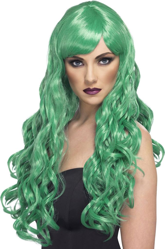 Langhaar Locken Pony Hexe Meerjungfrau Perücke grün Produktbild 