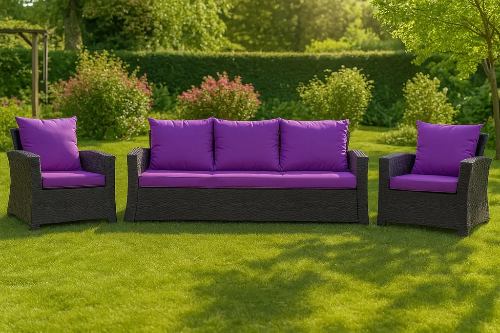 Offerta Set Cuscini Violet per Divano 168x60x7 | Ricambio Rattan - 8