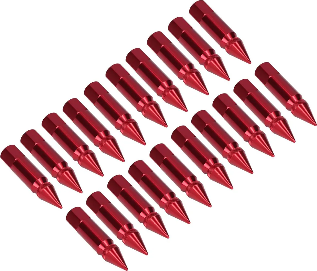 20 Écrous de Roue M12x1,5 de 90mm en Aluminium Rouge avec Crampons et Clé