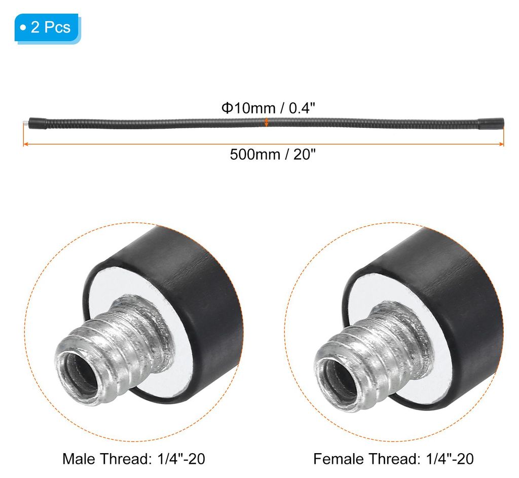 20" Schwanenhals, 2 Stš¹ck 1/4"-20 Weibliches zu M?nnliches Gewinde Metall Universal Schlauch Flexibler Arm Schwanenhalsrohr Verl?ngerungshalter ...