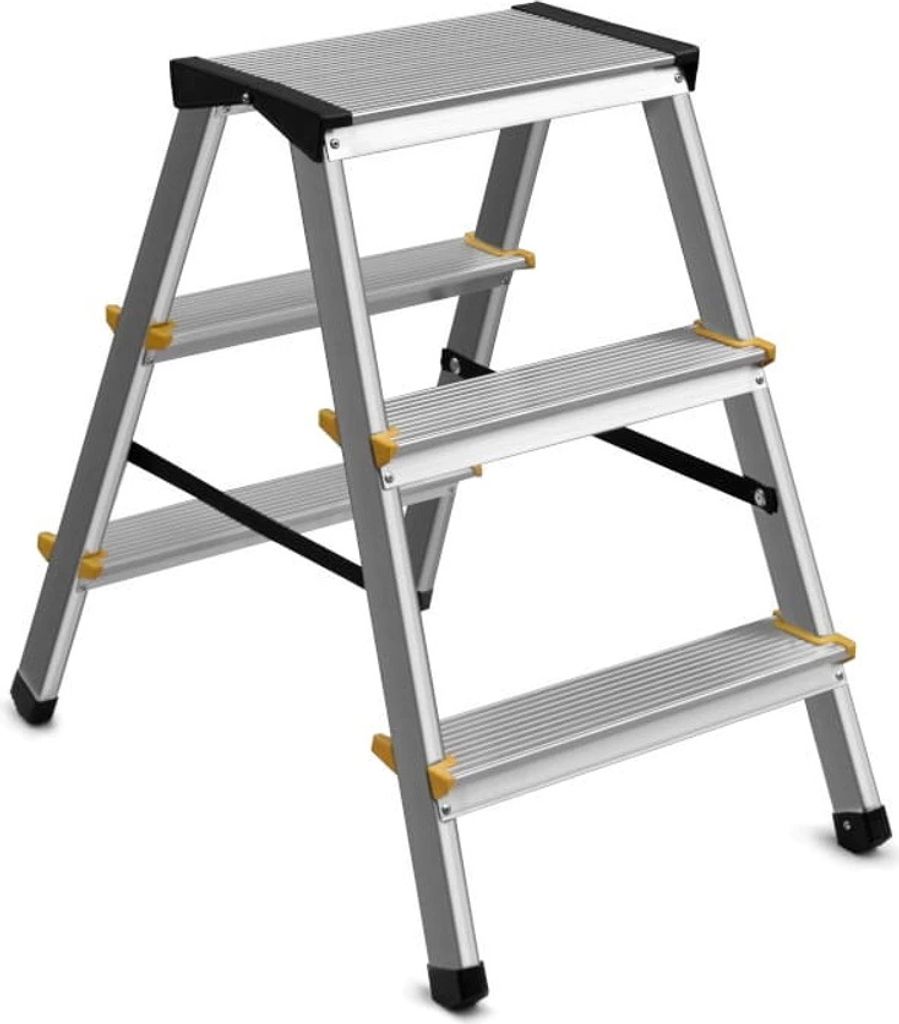 Aluminiumleiter, klappbar, Arbeitsplattform, 2 Stufen, 2x3, 60 cm, max. 150 kg KLAPPBARE LEITER