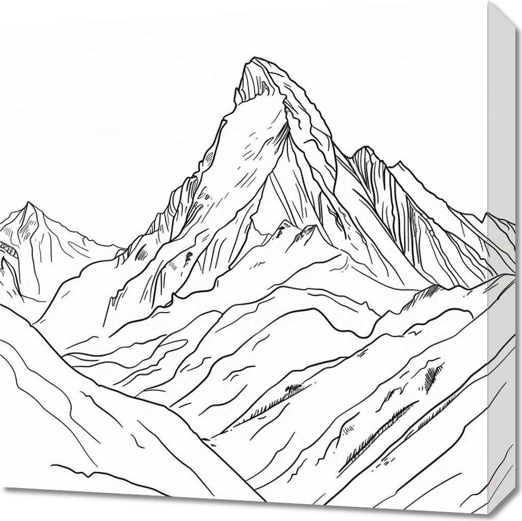 Bild 50x50cm Bergskizze