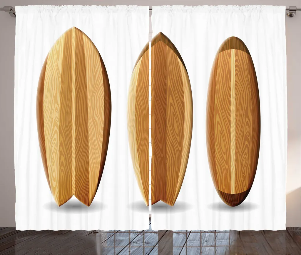 ABAKUHAUS Rideau Surfboard Rustique 280x225cm avec Crochets Jaune