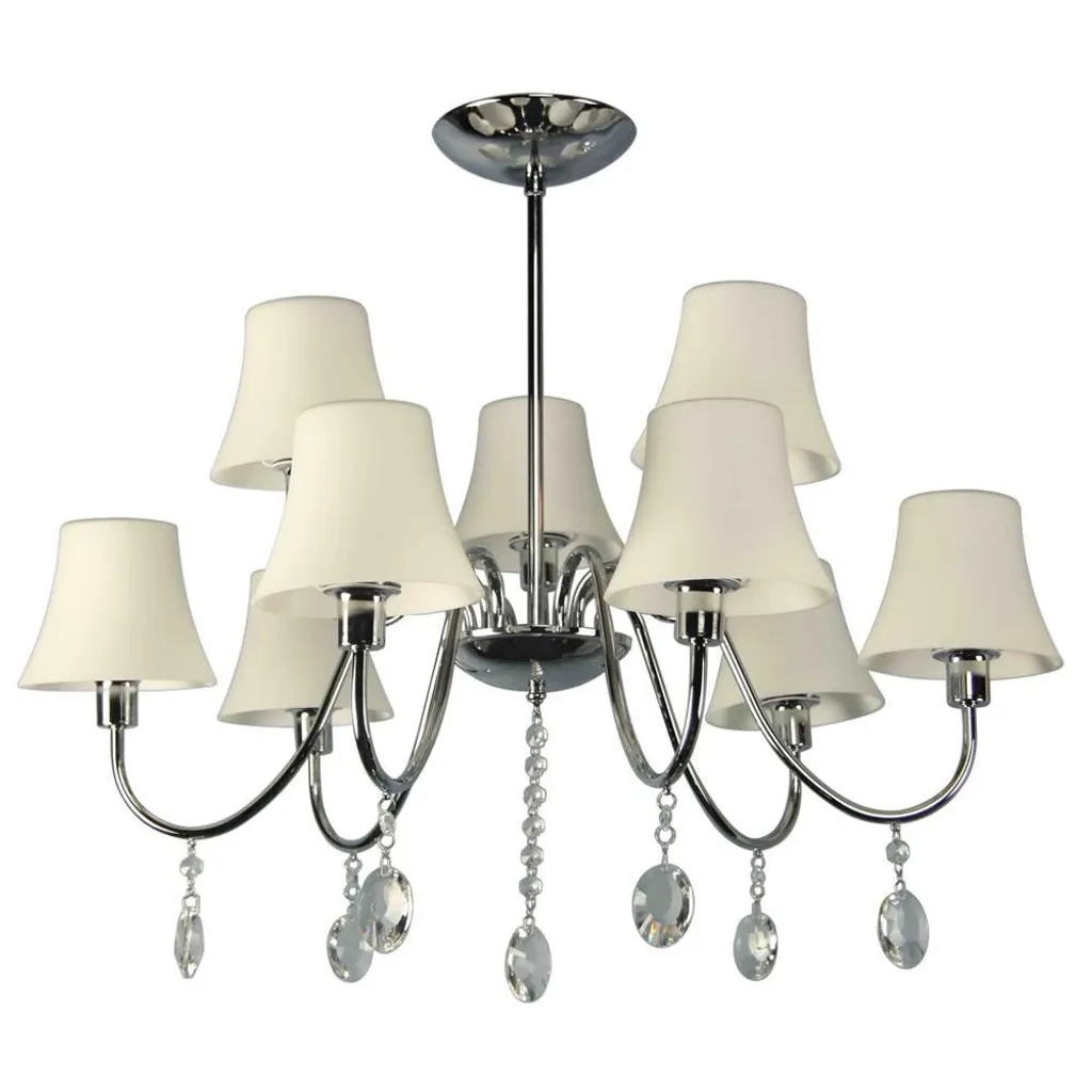 Suspension SORENTO chromé et blanc - Luminaire chic 9xE14 de 40W