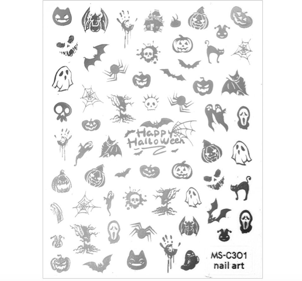 Nagelsticker dünn selbstklebend Halloween MS-C301 silber