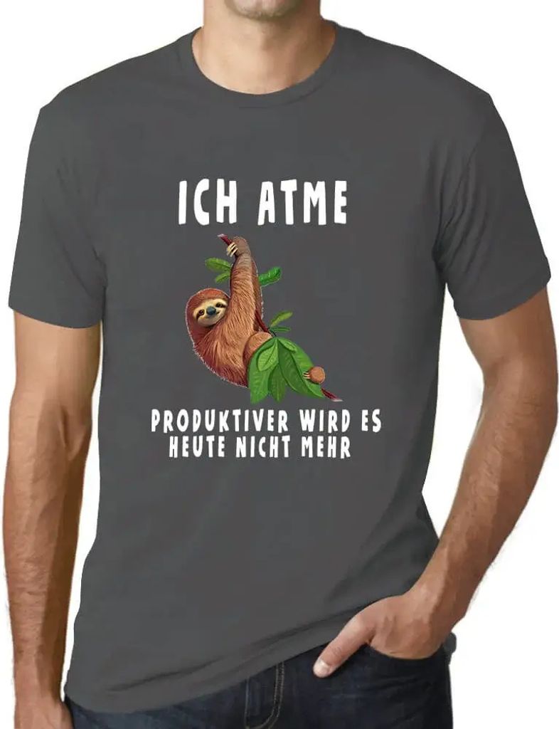 Herren Grafik T-Shirt Lustiges Faultier Öko-Verantwortlich Vintage Jahrgang Kurzarm Lustige Druck Geburtstag Geschenk Mann