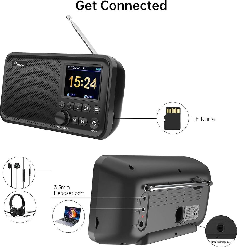 LEICKE tragbares DAB+ Radio mit Bluetooth 5.0 | DAB/DAB+ Produktbild 7