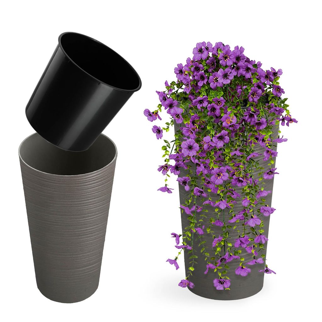 KADAX Blumentopf mit Holzspänen "Latina", Blumentopfschutz, 25cm, Grau