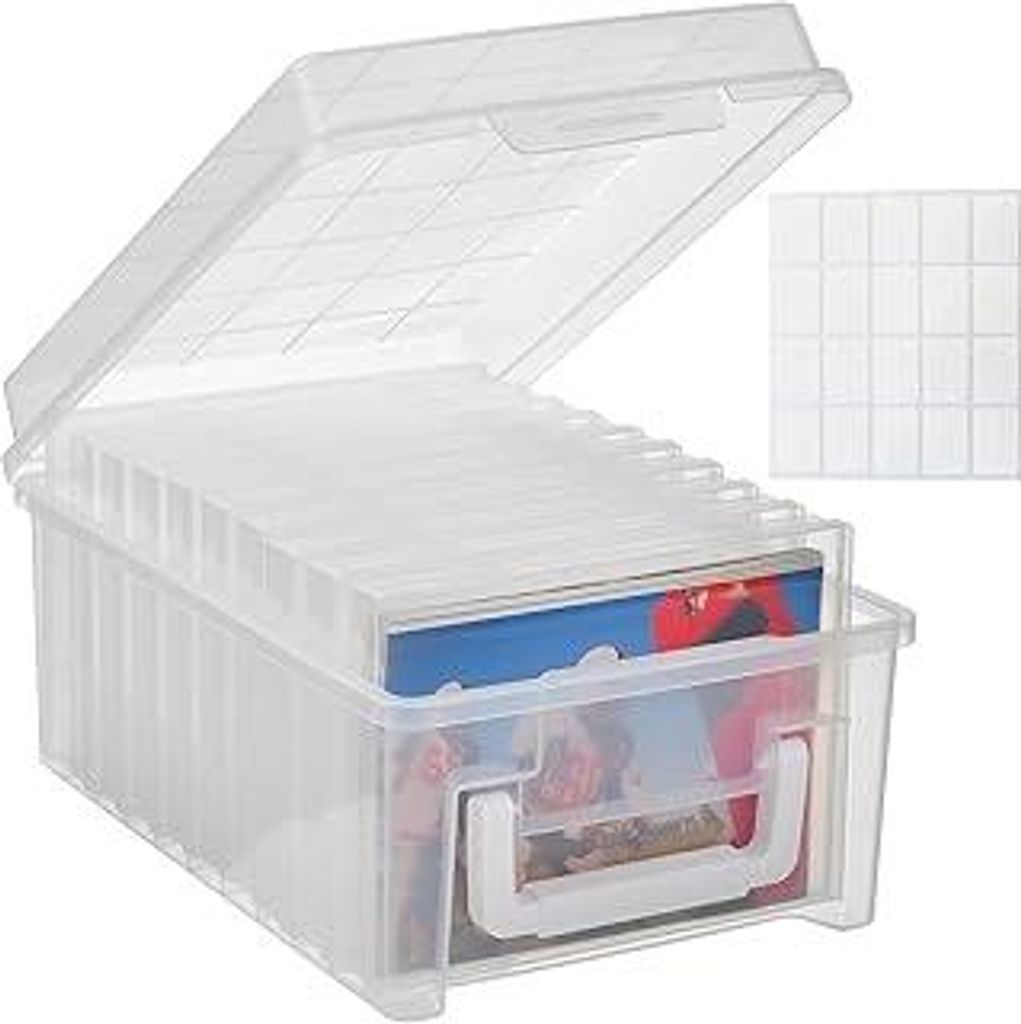 ALINK Fotoaufbewahrungsbox 10 x 15 cm Fotoetui, 10 innere Fotohalter, durchsichtige Fotoboxen zur Aufbewahrung, Foto-Organizer aus Kunststoff für ...