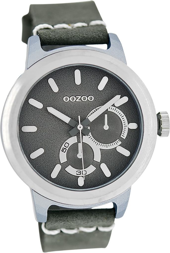 Oozoo Leder Damen Uhr matt Analog Quarzuhr Armband dunkelgrau Timepieces D2UOC6207A
