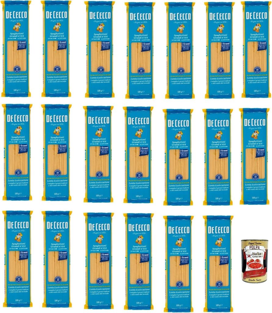 De Cecco Spaghettoni Grandi N°414, 100% Italienisch Pasta Nudeln 20x 500g + Italian Gourmet Polpa 400g