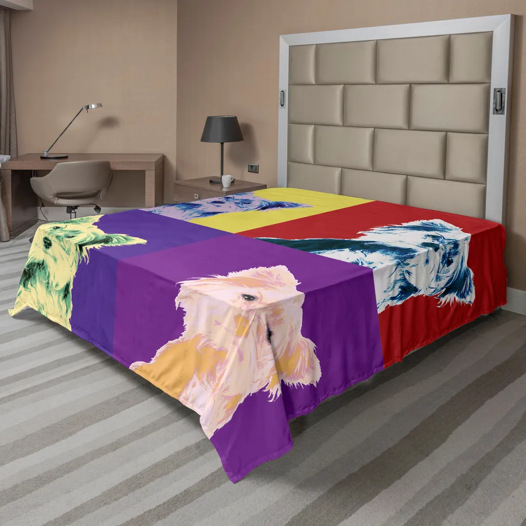 Drap de lit décoratif style vintage Pop Art pour grand lit 244x205cm