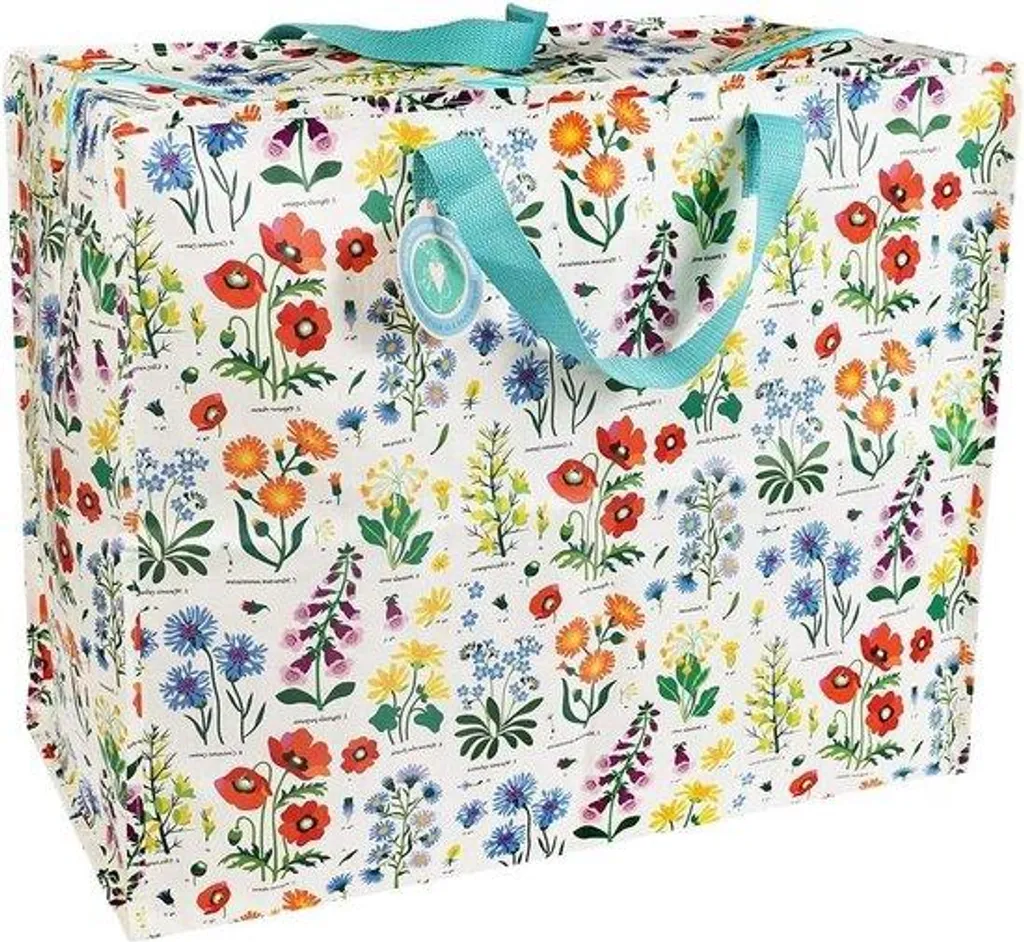 Grand sac de voyage XXL à boucle imprimé fleurs sauvages élégant