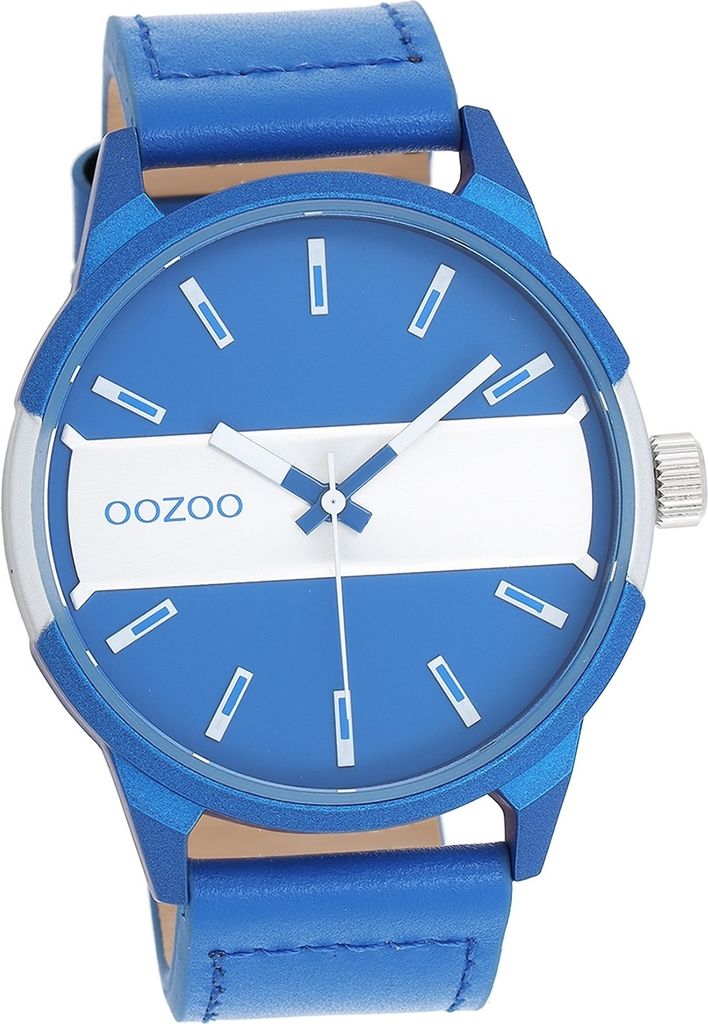 Oozoo Leder Damen-Herren Uhr Analog Quarzuhr Armband blau Timepieces D2UOC11442